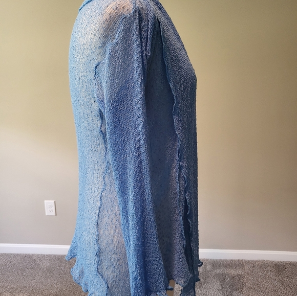 Fresco by Nomadic Traders – Beach Blue Long Mesh/Crochet Cardi/Shawl (One Size) - Picture 12 of 16